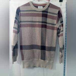 Plaid Kids Sweater in Beige and Burgundy